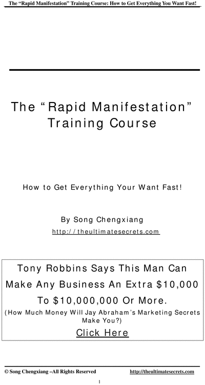 Product picture Rapid Manifestation Course